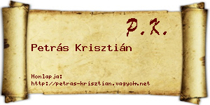 Petrás Krisztián névjegykártya